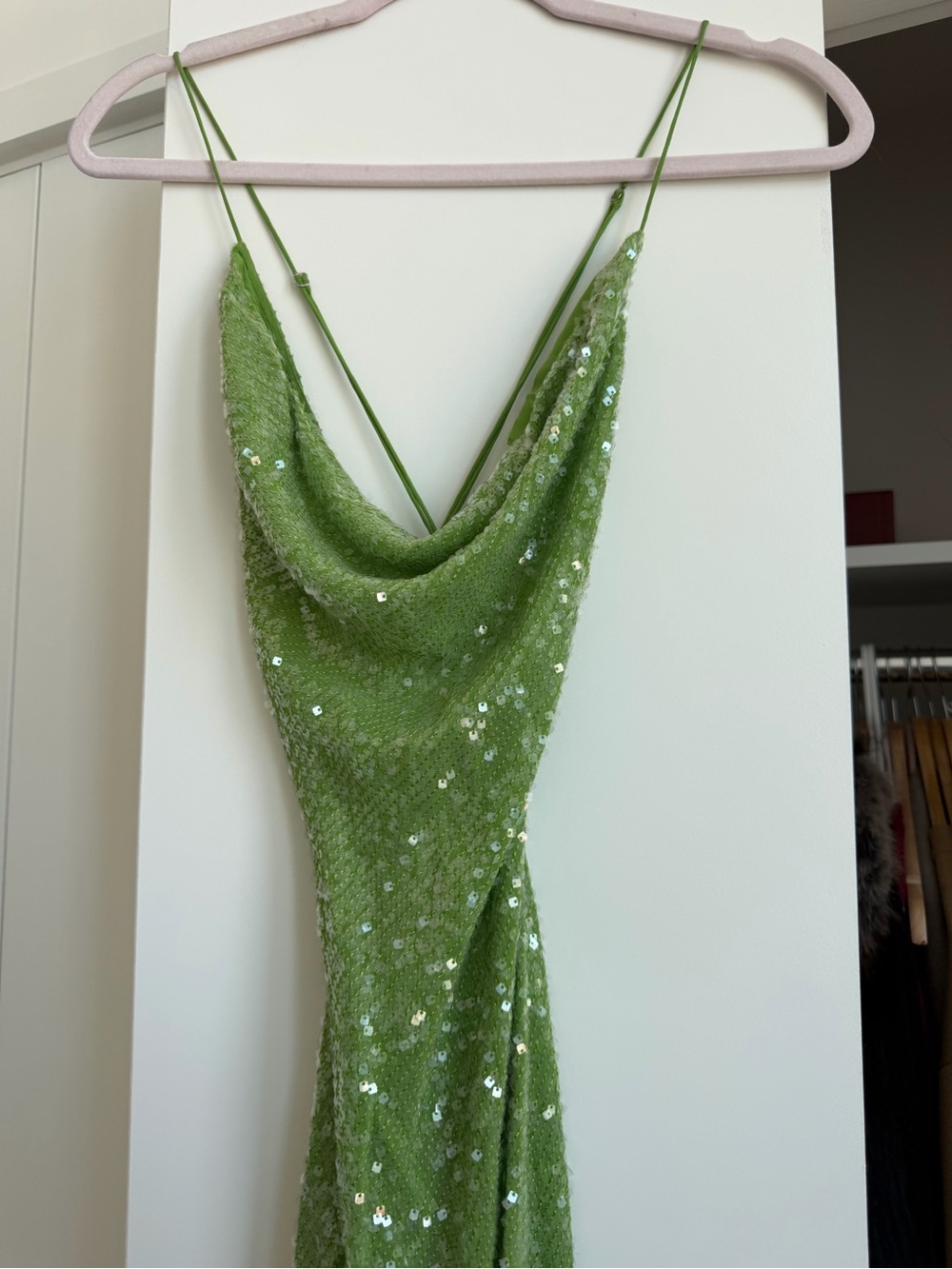 Rat & Boa Green Sequin Cowl Neck Slip Dress - Picture 4 of 8